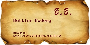 Bettler Bodony névjegykártya